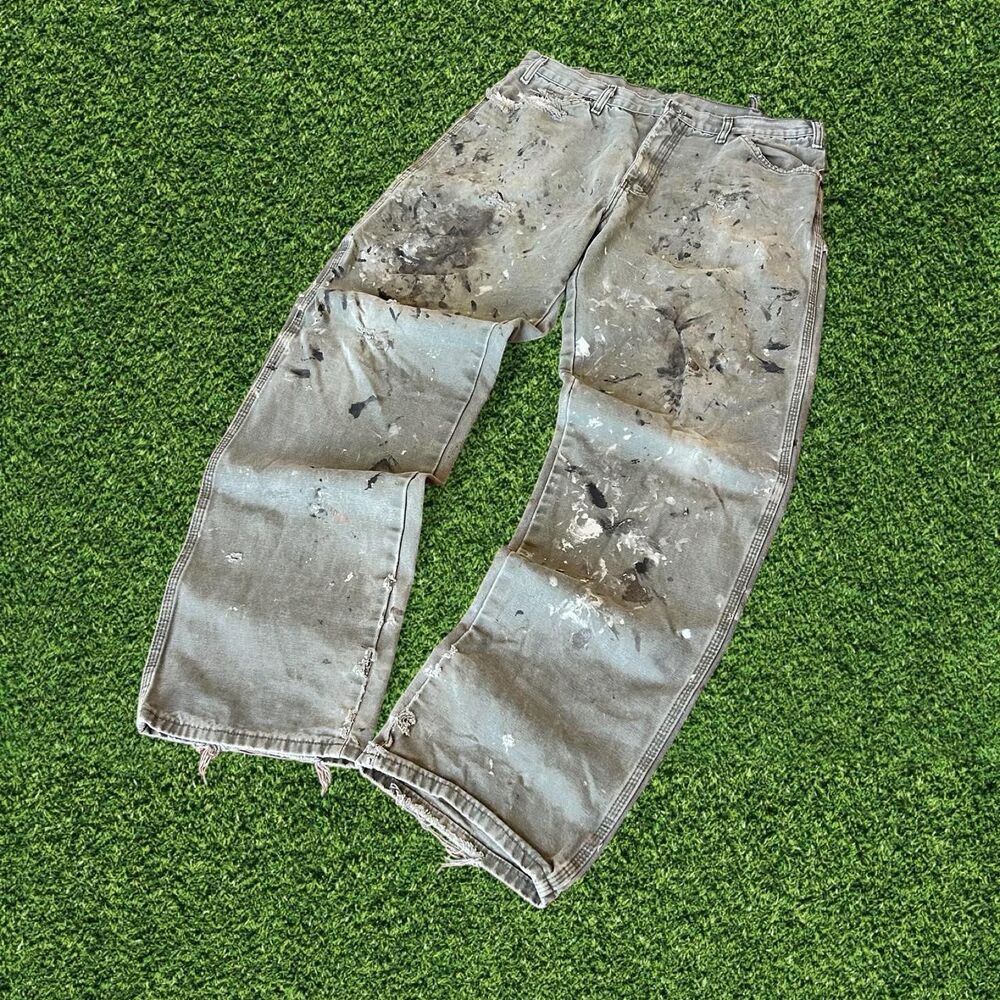 Dickies vtg 90s super baggy paint distressed and faded workwear carpenter pants